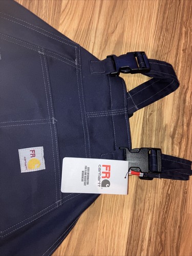 Carhartt FR Flame Resistant Quick Duck Bib Quilt Lined Overalls, 46 x 30, Navy - Picture 6 of 9