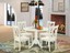 5pc dinette round drop-leaf pedestal kitchen table + 4 wood chairs in off-white