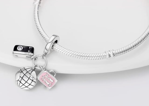 I Love Travel Charm, Charm für Armband oder Halskette Sterlingsilber 925 - Bild 6 von 6