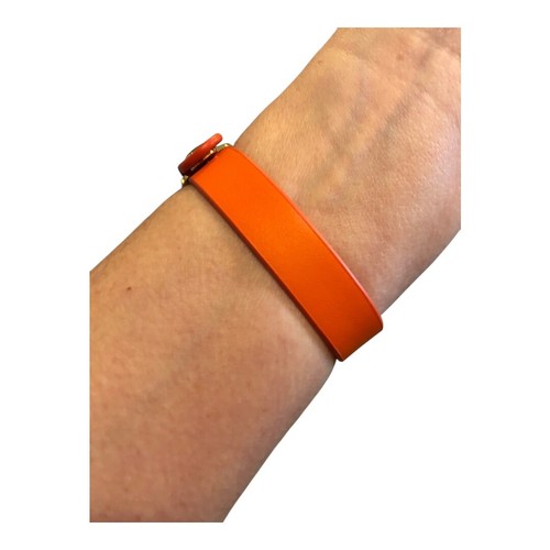 Gold and Orange Snap Button Leather Bracelet - Bild 3 von 3
