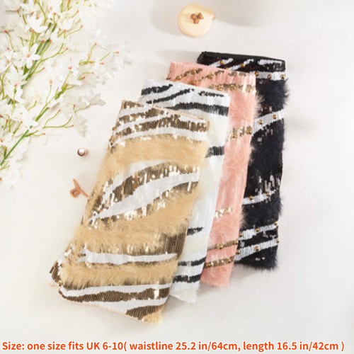 Kurzer Damenrock Pailletten Faux Mohair Spleiß Glitzer figurbetont Party Clubwear - Bild 3 von 14