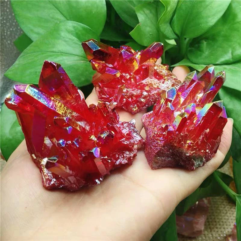 100g Natural Quartz Crystal Cluster Angel Aura Red Titanium Stone Mineral Reiki - Image 4 of 4