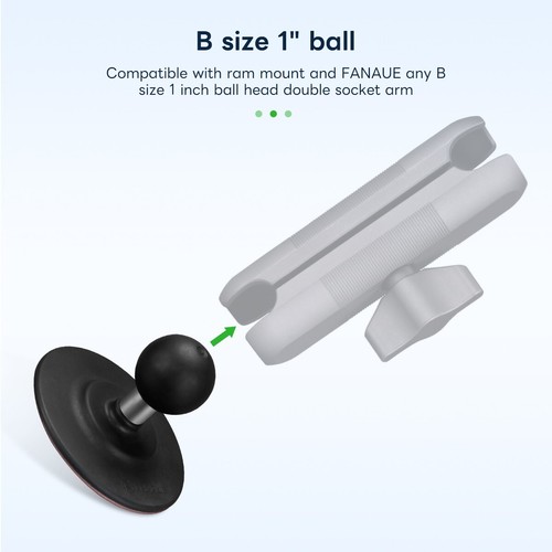 FANAUE Flex Adhesive Ball Base Compatible RAM Mounts B Size Double Socket Arm - Picture 2 of 10