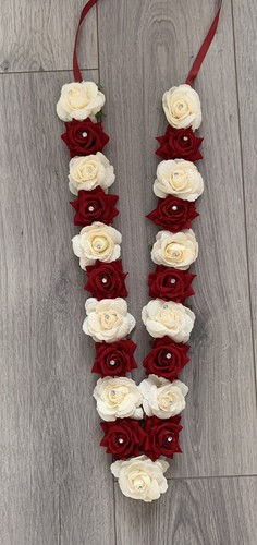 Indian Bollywood (asian) artificial wedding garlands Maroon (burgundy) And Cream - Picture 6 of 6