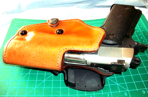 Front Line LKC55-BR BFL RH Leather Kydex Belt Holster Lined Para Ord 5" 1911 P14 - Picture 4 of 12