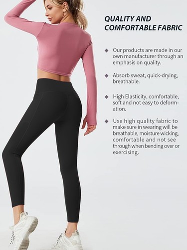 Women Leggings Tummy Control High Waist Push Up Yoga Pants Butt Lift Mesh Pocket - Picture 3 of 59