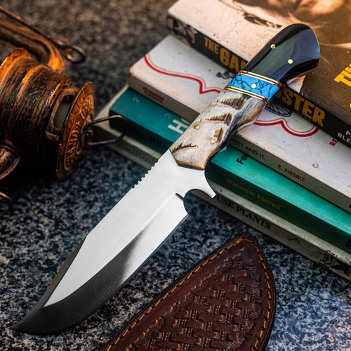 10.0" WILD BLADES ANTLER HANDMADE HUNTING KNIFE COMBAT FIXED BLADE MILITARY