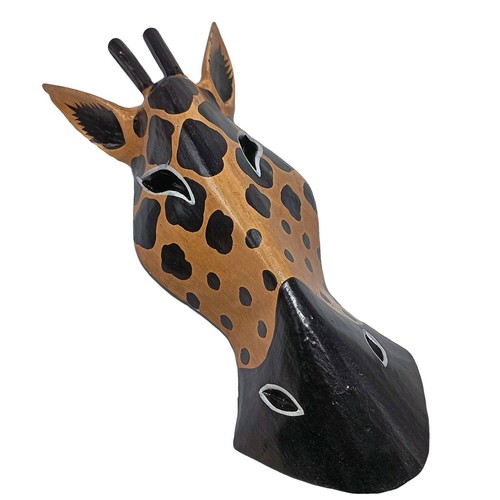Holz Maske Tier Giraffe braun Safari Dschungel Gesicht Wandbild Wohndeko hängend - Bild 10 von 14