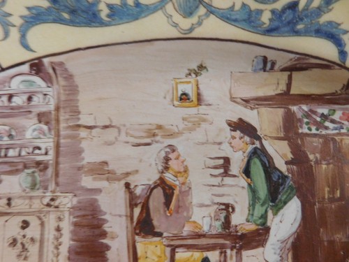 Géo MARTEL (1872-1942) plat ovale faïence de Desvres scène de genre et satyres - Picture 7 of 12