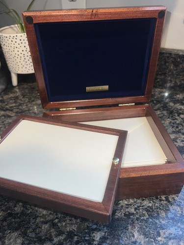 Tiffany & Co Cherry Wood Stationery Is Included, Jewelry Box Velvet Lined Office - Picture 5 of 16