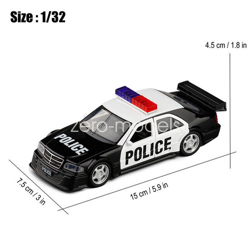 1:32 Mercedes AMG 190E W201 Police Vehicle Diecast Car Toy Sound&Light Model - Picture 16 of 28