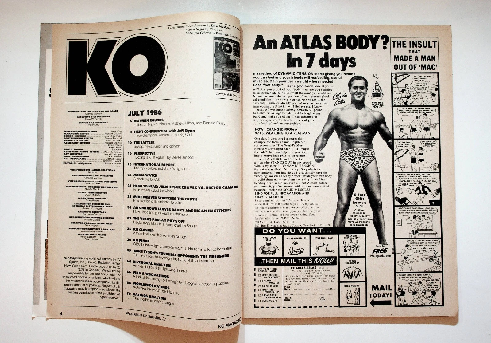 1986 July KO Knockout Boxing Magazine Mike Tyson Hagler Mugabi McGuigan Nelson - 画像2/8