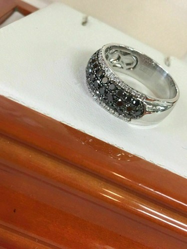 2CT Round Cut Lab Created Black Diamond Wedding Band Ring 14K White Gold Finish - Picture 2 of 6