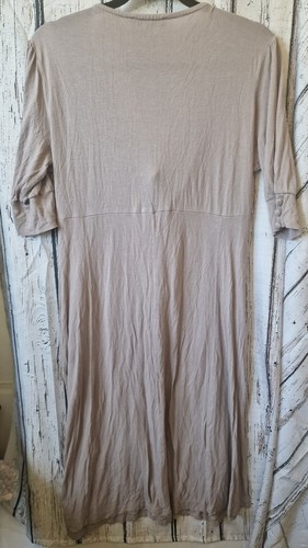 BIBA size 18 Lilac Grey Taupe Jersy Dress Boho Hippie Autumn Feminine - Picture 4 of 6