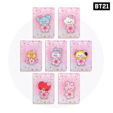 BTS BT21 Official Goods minini Leather Patch Card Case Cherry Blossom Ver + TR#