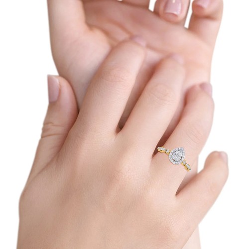 14K Gold 0.34ct Pear 10mm G SI Diamond Ring Engagement Wedding Ring - Picture 33 of 42