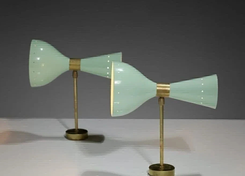 Lámpara Mid Century Años 50 - Accesorio 2 Bombillas Latón Italiano Diabolo Aplique de Pared - Imagen 3 de 6