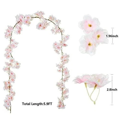 Guirnalda de flores de cerezo artificial PARTY JOY 4 piezas 23,6 pies enredaderas colgantes Foto 2 de 4