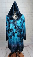 Lily Women's Long Sleeve Stretch Floral Print Button Front Hoodie 2x Pockets B17