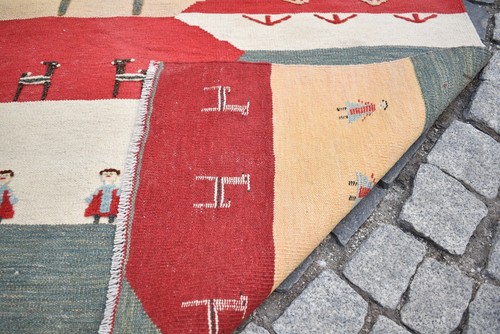 Caucasian Pictorial Kilim Rug 38'' x 55'' Awesome Design Caucasian Kilim Rug - Picture 12 of 12