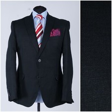 Mens Summer Half Lined Blazer 42R UK Size Black Wool Sport Coat Jacket