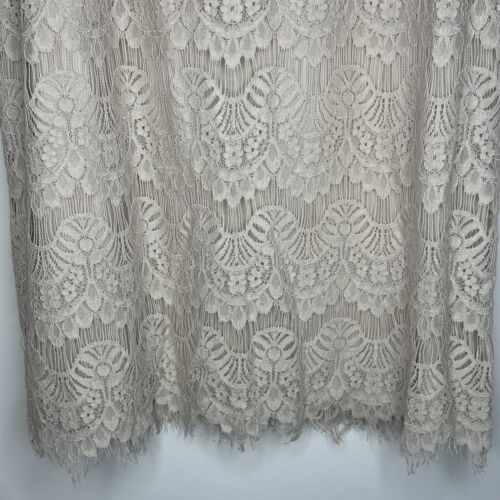 Wallis Dress Size UK 18 Beige Cream Lace Shift Cocktail Embroidered Long Sleeve - Picture 6 of 17