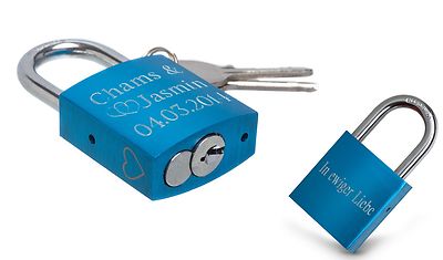 Herz Liebesschloss Blau Herzbox mit Gravur Hochzeitstag Jahrestag Geld Geschenk
