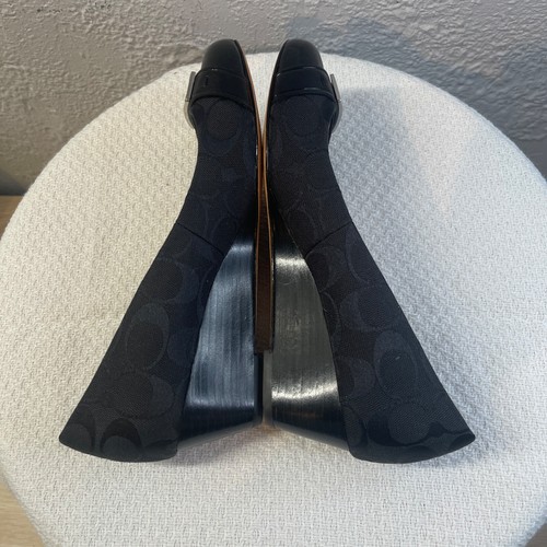 Coach Meryl Wedge Heels Womens 8 B Black Logo Canvas Leather Shoes Capsule - Picture 12 of 20
