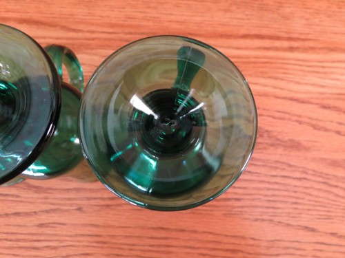 Libbey Juniper Green Glass Footed Irish Coffee Mugs No Gold Rim Set of 3 - Picture 9 of 11