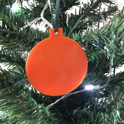 Orange Bauble Shaped Christmas Tree Decorations Green Ribbon
