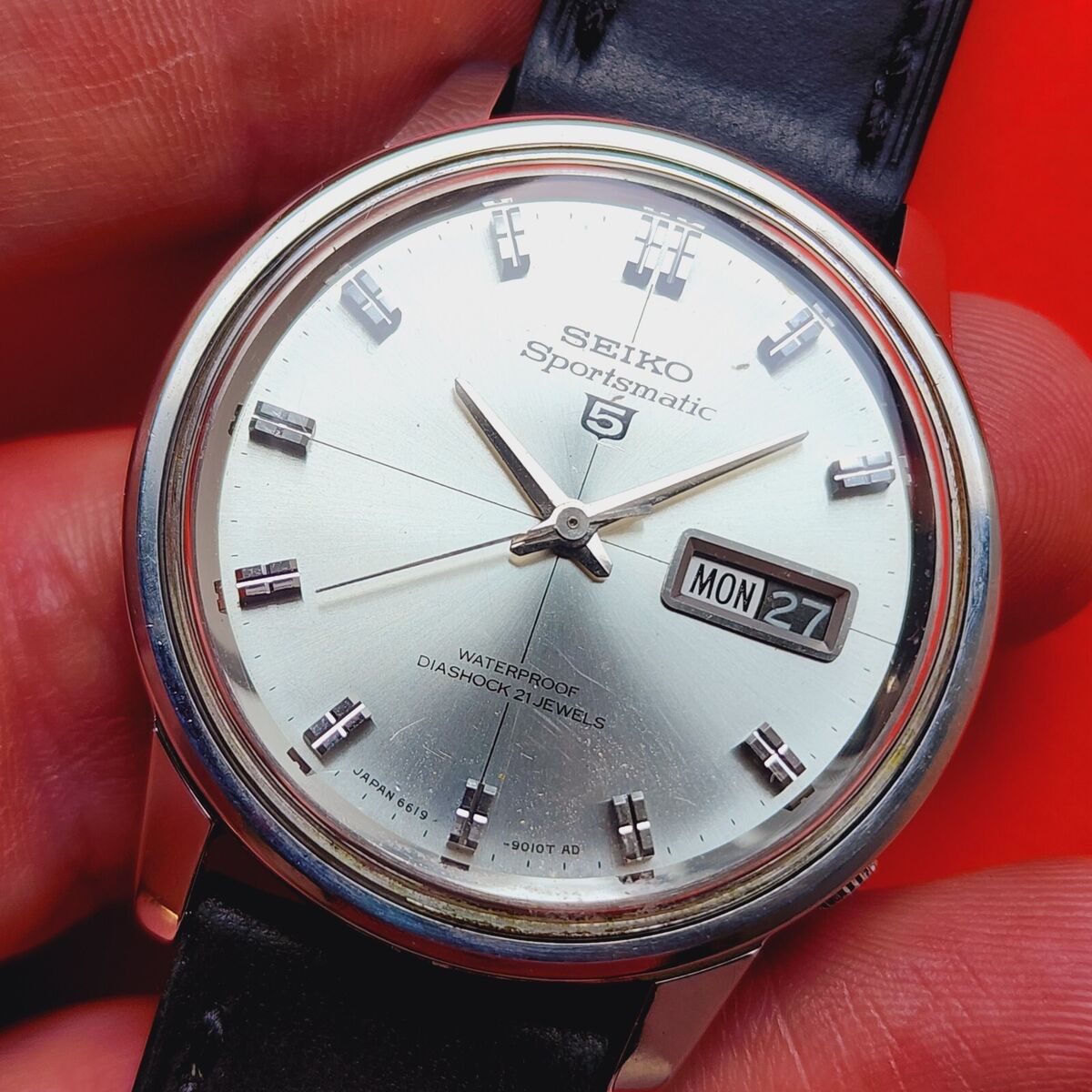 Seiko Sportsmatic Watch 1966 Rare Dolphin Case Automatic Diashock 6619 9070 Mens