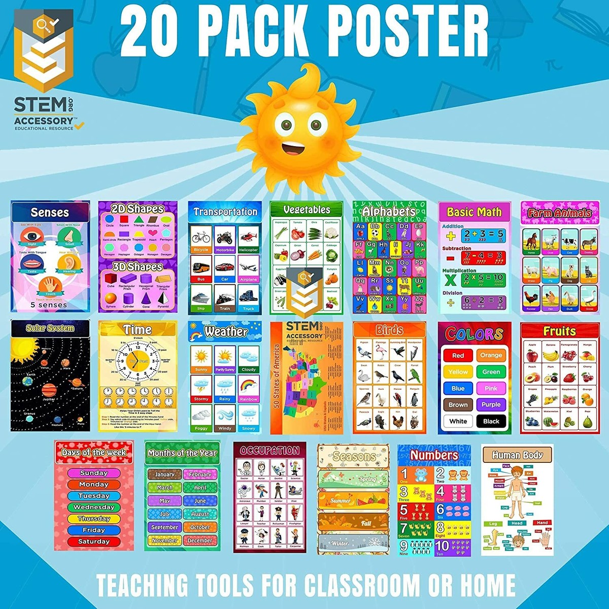 1 Year Old Sproutbrite Educational Posters For Toddlers - Classroom ...