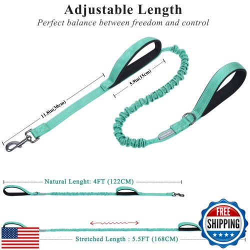 VIVAGLORY Heavy Duty Bungee Dog Leash, Dual Padded Handles No Pull Reflective - Picture 4 of 5
