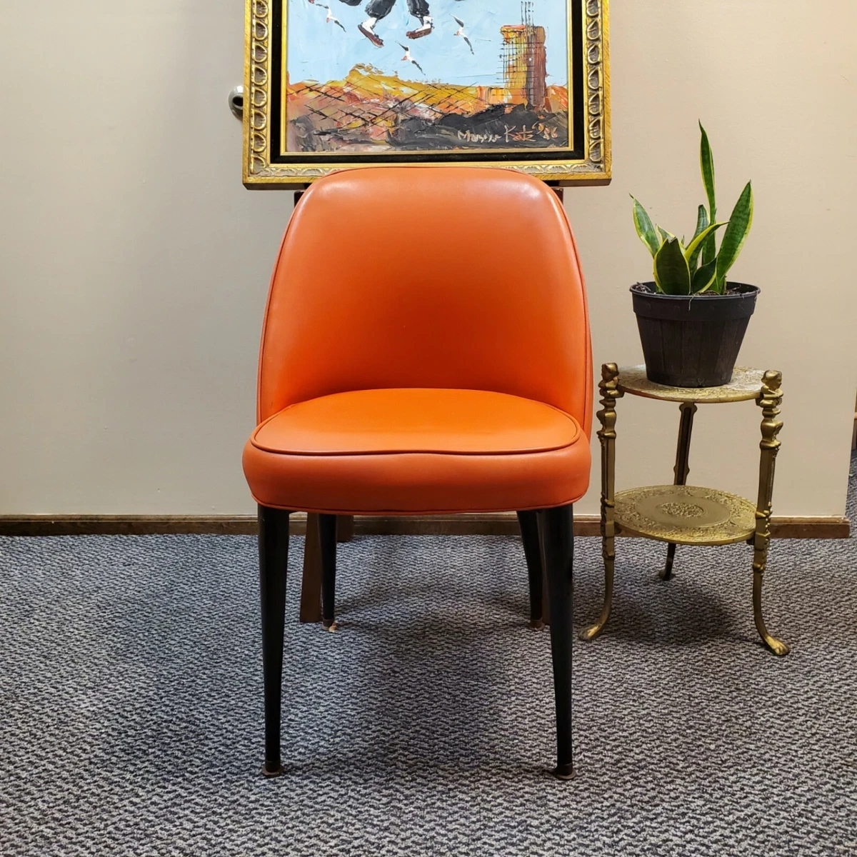 Vinyl Orange Post - 1950 Time Period Manufactured Mid-Century
