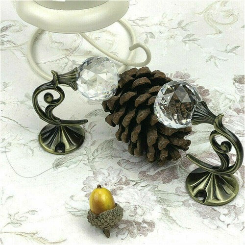 2x große Metall-Kristallkugel-Vorhanghaken Quaste Wandhalterung Aufhänger - Bild 8 von 13