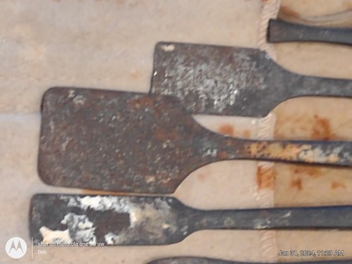 Primitive Hand made Metal, Wood, Pottery, Leather working Tools 11 pc Set - Picture 7 of 24