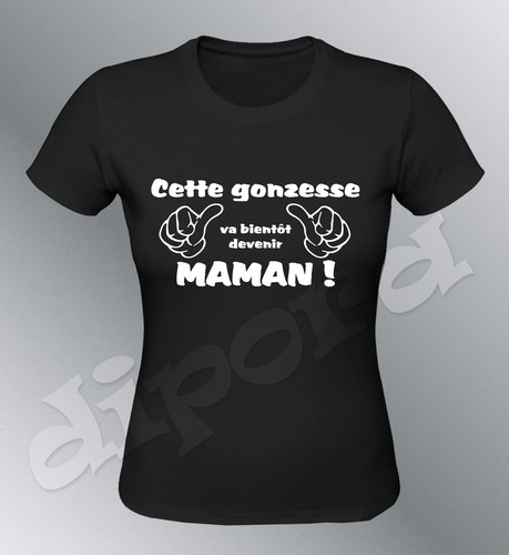 Tee Shirt S M L XL Pronto MAMÁ Madre Humor Mujer Bebé Embarazo Nacimiento Madre - Imagen 2 de 3