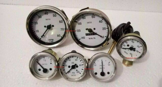 Smiths Replica 52mm Kit Oil Temp + Oil + Fuel+ Amp +Speedo+Tacho 100mm W/C ME Smiths Replica 52mm Kit Oil Temp + Oil + Fuel+ Amp +Speedo+Tacho 100mm W/C ME