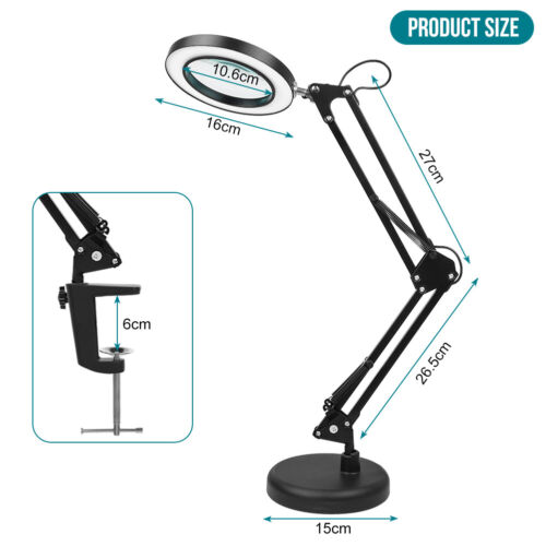Lupe mit Licht und Ständer 10X, 2-in-1 stufenlos dimmbare LED-Schreibtischlampe - Bild 3 von 11