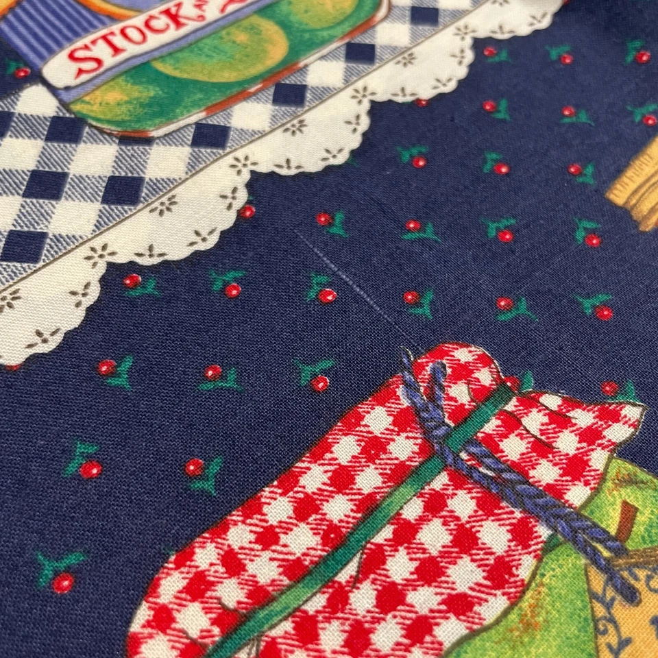 Vintage 1993 Sharon Kessler for Concord Canning Jars Navy Cotton Fabric 2 yards - Image 2 of 3