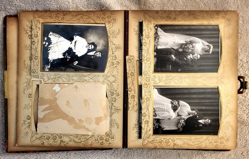 Antique Photo Album with Cabinet Cards & CDV Photographs Wedding, Women & Men - Picture 9 of 18