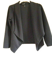 New Luca Vanucci Italian Textured Black  Waterfall Occasion Open Jacket Size S