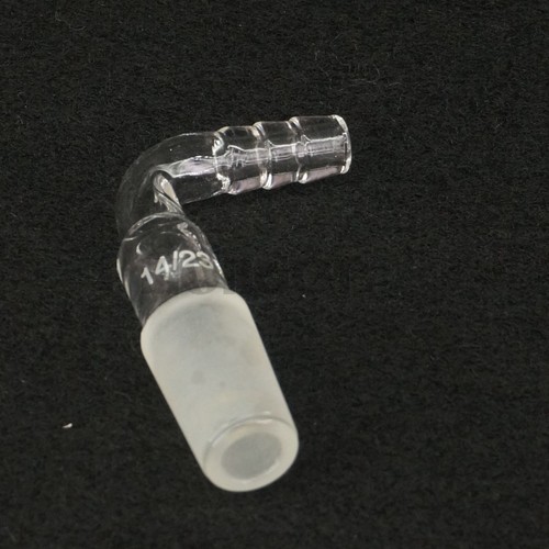 14/23 Joint Glass 90° Elbow Bend Hose Inlet Connection Adapter Lab - Picture 3 of 4