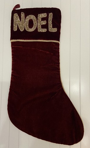 4pc RED TAHARI LUXURY BEADED CHRISTMAS STOCKINGS LOVE JOY HOPE NOEL Velvet 22" - Picture 7 of 7