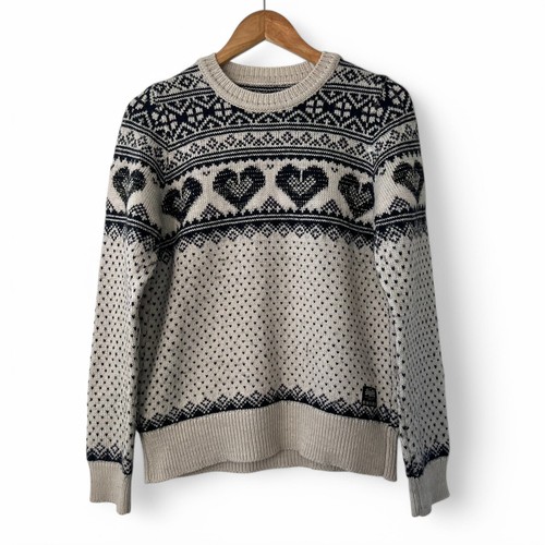 Superdry Damen Christmas Fairisle Heart Strickpullover Pullover Gr. L