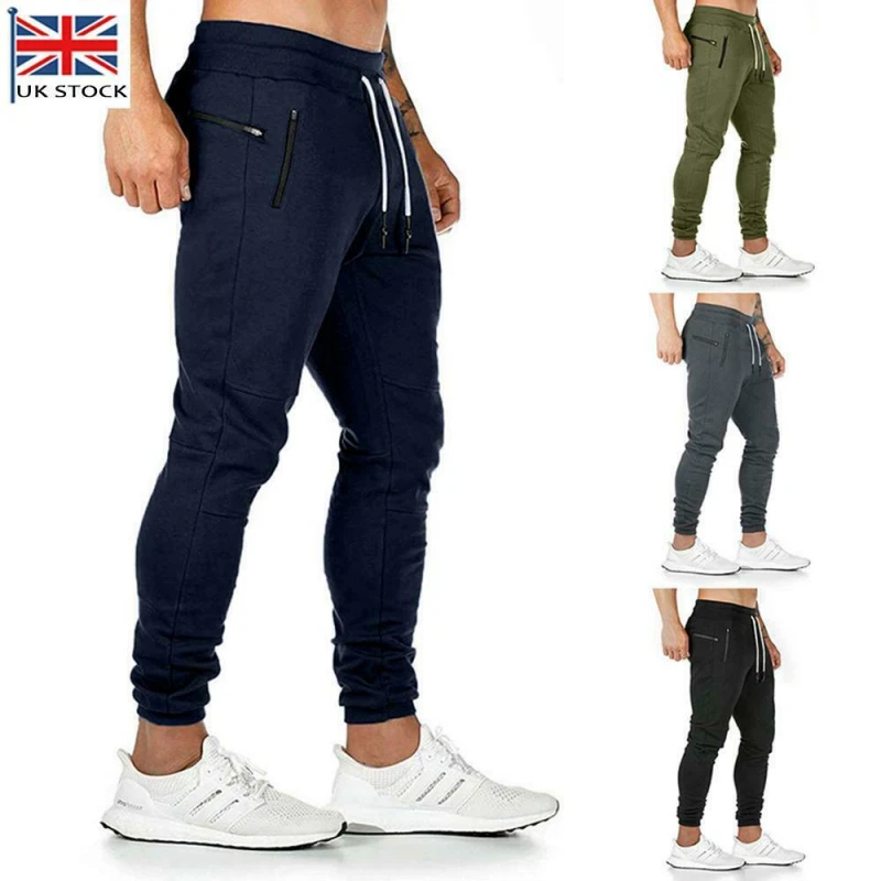 Mens Slim Fit Tracksuit Bottoms Skinny Jogging Joggers Sweat Pants Gym Trousers
