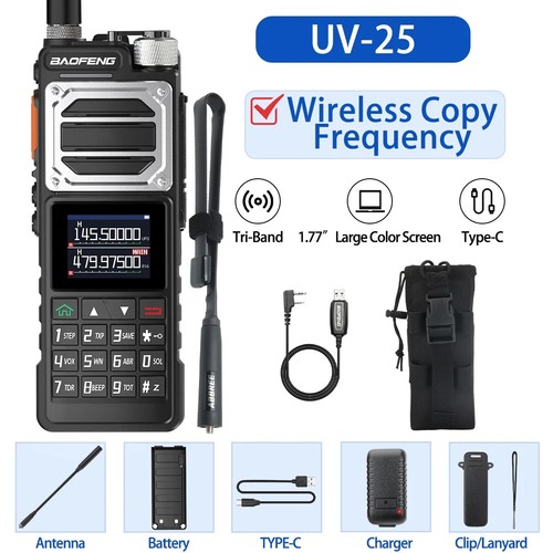 Walkie talkie 16w inalámbrico frecuencia de copia NOAA EE. UU. Banda de aire para Baofeng UV-25 PRO Air Band - Imagen 11 de 27