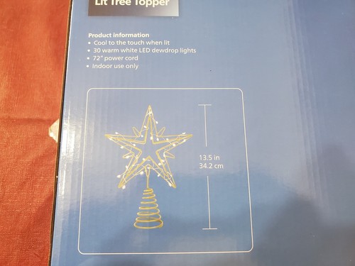 Philips 13.5 Inch Lit Star Shaped Tree Topper Cool To The Touch When Lit 72" Cor - Picture 5 of 6
