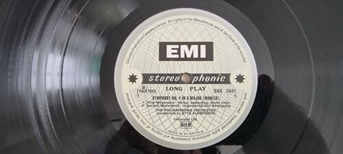 Mahler Symphony No 4 Klemperer Near Mint Vinyl Record SAX 2441 EMI Testament - Picture 2 of 3