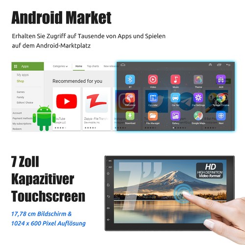 Autoradio DAB+ 2 DIN 32G Android 13 Carplay 7 Zoll Bluetooth GPS NAVI RDS Kamera - Bild 3 von 13